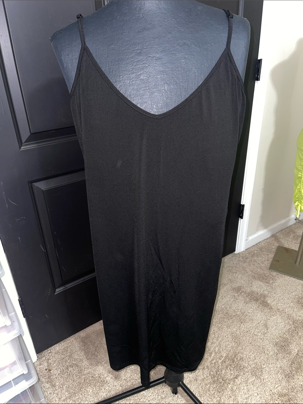 Women's Black Slip Dress - Classic Spaghetti Strap